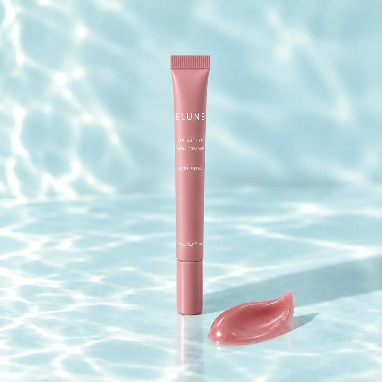 ELUNE Rose Petal lip butter in a pencil-thin full-colour tube with white branding